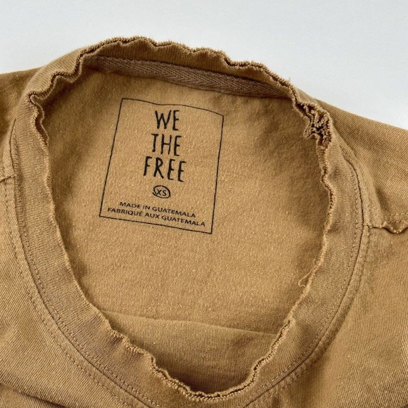 We The Free People Brow Brown The Perfect Cropped Raw Hem Tee Womens Sz XS - Picture 9 of 10